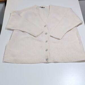 Chic Cream Button-Up Snowflake Button Detail Cardigan